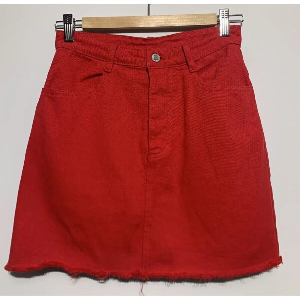 J. Galt Shanghai Denim Button Fly Skirt Red Size Small